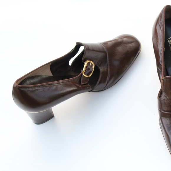 VINTAGE RED CROSS BROWN/GOLD LEATHER DRESS SHOES - Picture 3 of 4